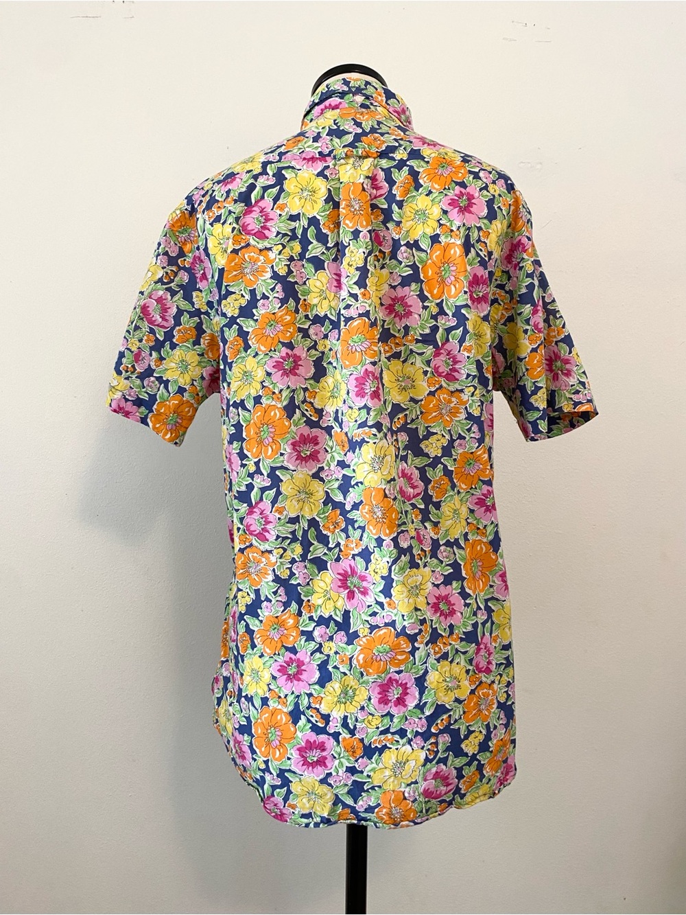 Ralph Lauren PREPPY Floral Short-Sleeve Button-Down Shirt Navy Yellow - Picture 2 of 11